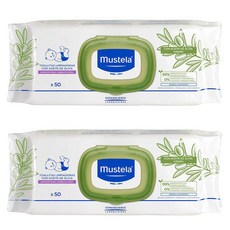 무스텔라 Mustela Baby Cleansing Wipes with Olive Oil 베이비 클렌징 물티슈 50매 2팩, 1세트