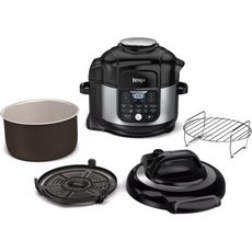 닌자 FD401 LP3 푸디 12-in-1 디럭스 XL 8 qt. 스팀 슬로우 쿠킹 시어스 소테 탈수 등 5큐트의 압력솥 에어프라이어. 크리스퍼 바구니 리버서블 랙 레시피 북, 6.5 Quarts