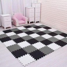 폼 놀이 매트 흑백 연동 운동 타일 바닥 카펫 러그 패드, 24.White Black Grey, B.24 pieces, 1개