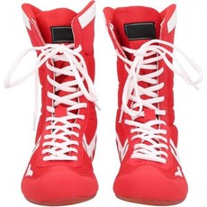 Dilwe 복싱화 하이탑 앵클 무술 태권도 산다 트레이닝화 남녀공용, Free Size, Red, 1개