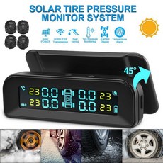 태양 광 무선 USB TPMS 자동차 타이어 압력 모니터 시스템 HD LCD 디스플레이 4 외부 센서 타이어 압력 온도 경고