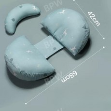 순면 임산부 바디필로우 U형 여름 허리 쿠션 세트, 블루엘크(면직물독립라이너-요추베개)