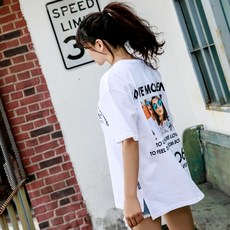 블랙몬스터핏 러브모멘트 루즈핏 롱 반팔 티셔츠