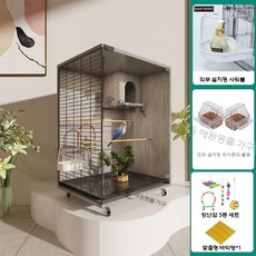 실내 투명 새장 이동식 케이지 앵무새 전시용 사육장 온도 조절 블랙 단단한 나무, 61x45x79cm, F. 테크그레이 2 (바퀴X), 1개