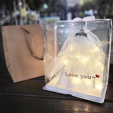 [완성품] 웨딩드레스 선물상자 결혼 축하 기념일 선물 LED+쇼핑백+I Love you