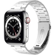 모할랩 애플워치 호환 클라시 메탈 스트랩 + 보호필름, 01실버, 42mm, 42mm