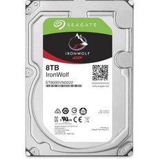 Seagate IronWolf 8TB NAS 내장 하드 드라이브 HDD – 3.5인치 SATA 6GB S 7200 RPM 256MB 캐시 RAID 네트워크 연결 스토리지용 ST, 1개