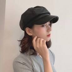 JZU505197팔각모자 가죽빵모자 가죽팔각캡베레모 가죽베레모