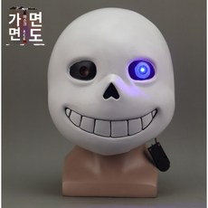 언더테일 샌즈 마스크 코스튬 마스트 LED 해골 눈빛 선물, sans 블루 아이 소프트 PVC(발광 버전)