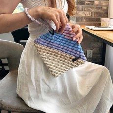 라라랜드 코바늘가방뜨기 DIY패키지+코바늘6호+돗바늘+라벨+동영상 뜨개질 DIY 패키지, 레인보우