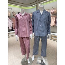 와코루 소재~입고 만 있어도 선염 200수 체크 나염 커플 잠옷 세트(WPA2473M+WPA2473W) 217132