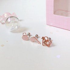 OST 오에스티 로라로라 레드락 핑크키 피어싱 귀걸이