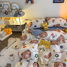 도트땡땡이체크곰돌이이불커버