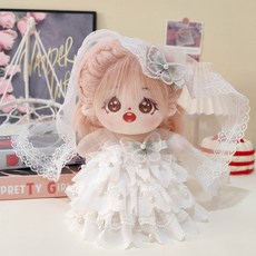 모카돌 20cm솜인형옷 웨딩드레스 세트, 1개 카돌 20cm 솜인형옷 웨딩드레스 세트 아이돌인형 무속성 솜뭉치 솜깅이