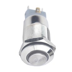 Zeyuan 링 라이트 래칭 푸시 버튼 스위치 ON / OFF 실버 스테인레스 스틸 방수 12mm 1/2 ''장착 구멍에 적합 파란색, 1개