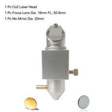 CO2 레이저 헤드 에어 노즐 Mo Si 미러 Dia 20mm Znse 렌즈 Dia 12mm 20mm K40 레이저 조각 절단 조각사 커터 기계, Head Mo 20 렌즈 18mm