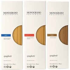 Monograno Felicetti 스파게티 파스타 이탈리아 유기농 GMO 프리 번들 | 카무트 파로 및 매트 각 500g17.6온스 3팩 204181, Monograno Felicetti 스파게티 파스타 이, 500g, 3개