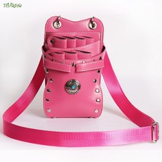 JIBAIHUO 힙색 미용 가위집 미용가방 인조 가죽 가위 파우치 벨트 스트립 빈티지 1013 회색 어깨... 1개, 1014 해바라기 핑크 어깨 허리 겸용
