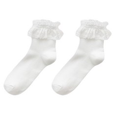 여자 여자 달콤한 주름 프리 프리 레이스 짧은 승무원 양말 일본어 로리타 카와이 학교 단색 통기성 메쉬 공주면 hosiery