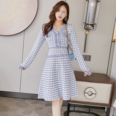 소울샵 긴팔 산들바람 보카시 겨울 가을 여승무원 셀럽 슬림핏 가볍게 사치한 A라인