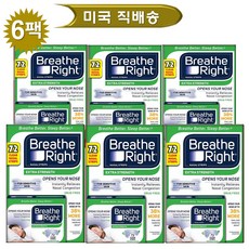 (1-6개팩중 택1) Breathe Right 브리드라이트 코골이 방지 코밴드테이프 72개입1박스 [민감성피부용], 72개입1박스 ( 6팩 )