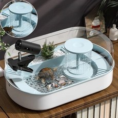 거북이 항아리+펌프+햇등 에코조경 순환빌라 거북이 전용 사육 거북이 수조, 거북이 수조+순환펌프 +햇등 푸른 색, 1개