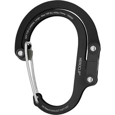 GEAR AID HEROCLIP 카라비너 클립 및 후크 (라지) 캠핑 배낭 정리 및 차고용 스텔스 블랙, 1 Pack, Stealth Black