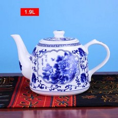 티포트 차주전자 세라믹 티팟 대용량 가운 도자기 손잡이 냄비 가정 식당용 만들기 파란색과 흰색 2L 2.8L, 6) 1.9 L -Style 002