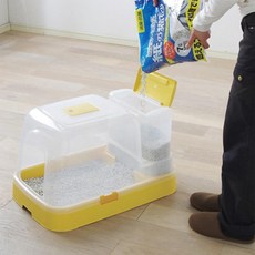 바쁜집사 아이디어 반자동 고양이 화장실 고양이화장실, 브라운