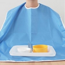 환자용앞치마 방수턱받이 민트청색 비닐방수 요양원 식사용앞치마 K23142, 1개