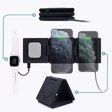 iPhone 11 용 3 in 1 무선 충전기 잠금 해제 여러 전화기 10W iPhone 11 11 Pro 11 Pro Max XS Xs Max XR X 8 8 Plus SE Samsung Galaxy MacBook AirPods (블랙), 본상품