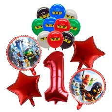 닌자고 테마 일회용 식기 생일 파티 장식 라텍스 알루미늄 호일 풍선 어린이 이벤트 용품 새로운 배너, 19 Balloon Set 1 -25pcs