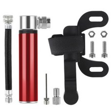 소형 자전거 타이어 펌프 세트 Presta & Schrader 휴대용 MTB 120PSI 텔레스코픽 배럴, 빨간색, 1개