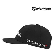 테일러메이드 2023 STEALTH2 투어 플랫빌 어썬틱 스냅백 골프모자, 블랙, 1개