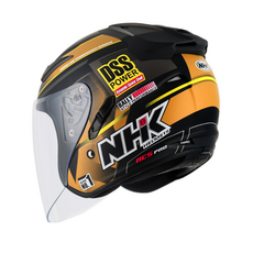 NHK R1 오토바이 오픈페이스 헬멧 그래픽 솔리드 바이크 하이바, 랠리 무광 블랙 골드, 2XL