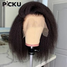 단발 가발 앞머리 여성 포니테일 똥머리 금발 코스프레 남자 통 부분 붙임 웨이브 141, 16인치, 150, 4x4 레이스 클로저 가발