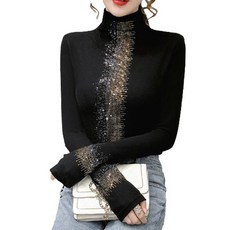 베러댓걸 블링라인 반하이넥 기모 긴팔 티셔츠