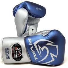 RIVAL Boxing RS100 프로페셔널 레이스업 복싱글러브, Blue/Silver, 16 oz.