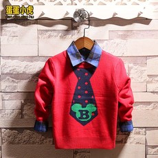 춘절 남아 애니메이션 스웨터 가을 미드 큰 나비넥타이 fine cotton