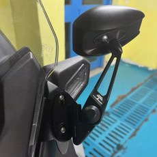 야마하 호환 XMAX300 사이드미러 백미러 엑스맥스300, 브래킷+백미러 짧은막대 렌즈 베이스 플러그포함, 1개