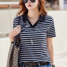 2023 NEW 여성 폴로 골프 면티/줄무늬티셔츠/브이넥티/여자 여름 티셔츠/여성골프티셔츠/니트반팔티/소프트 프리미엄원단, 블랙