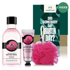 더바디샵 메시지가능] 브리티쉬 로즈 샤워젤 & 핸드 크림 세트 94647+86926+핑크릴리+선물포장, 1개