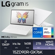 LG전자 그램15 15ZD90R-GX76K, WIN11 Home, 16GB, 2TB, 코어i7, 화이트