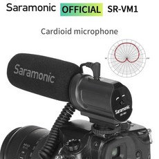 노래방마이크 Saramonic SR-VM1 카디오이드 온 카메라 샷건 마이크 아이폰 호환 안드로이드 DSLR XLR 비디오 인터뷰 필름용, 1개