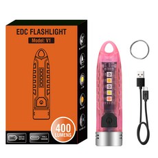 LED BORUiT V1 미니 EDC 손전등 키체인 휴대용 소형 LED 토치 C 충전식 램프 UV 손전등 캠핑 랜턴, 1개