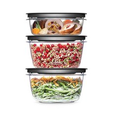 Rubbermaid Meal Prep 프리미어 식품 보관 용기 3개 세트 그레이, 러버메이드 Container, Set of 3, 6개