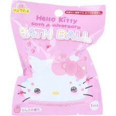 슈와타마 헬로키티 50주년 피규어 입욕제 배스볼 사과향 75g 1회분, 1개