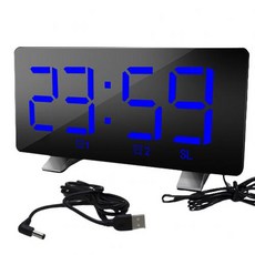 뜨거운 판매!!! LED 디지털 디스플레이 USB12/24 시간 듀얼 모드 FM 라디오와 스누즈 알람 시계 도매 Drops, 02 파란, 한개옵션1