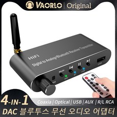 VAORLO 4-IN-1 DAC 블루투스 5.1 수신기 송신기 USB 3.5MM AUX R/L RCA 광 동축 U 디스크 무선 오디오 어댑터 디지털-아날로그 오디오 변환기, A05 - dac블루투스