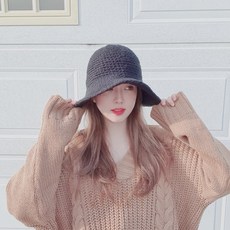 베이직 굵은 니트 짜임 버킷햇 겨울 와이어 쉐입 버킷햇 모자